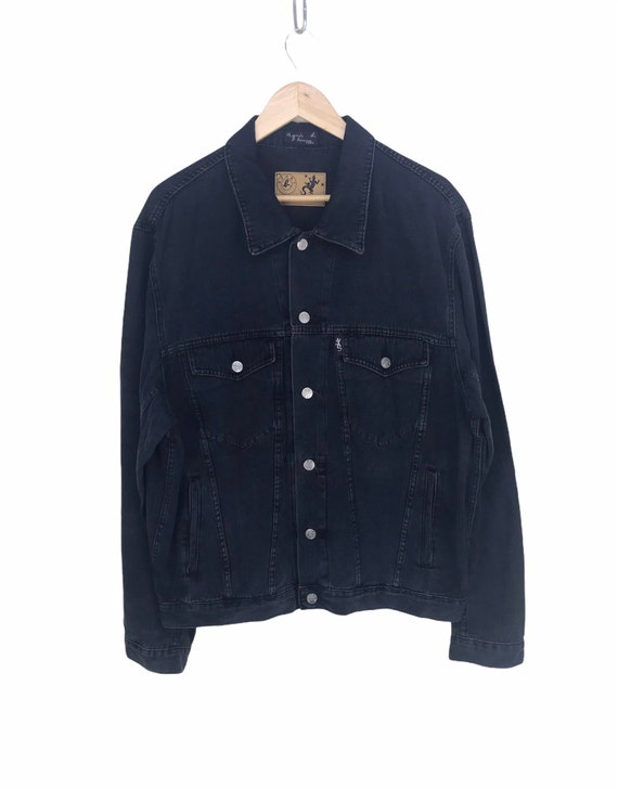 Vintage AGNES B HOMME PARIS Black Faded Trucker Denim Jacket / - Etsy