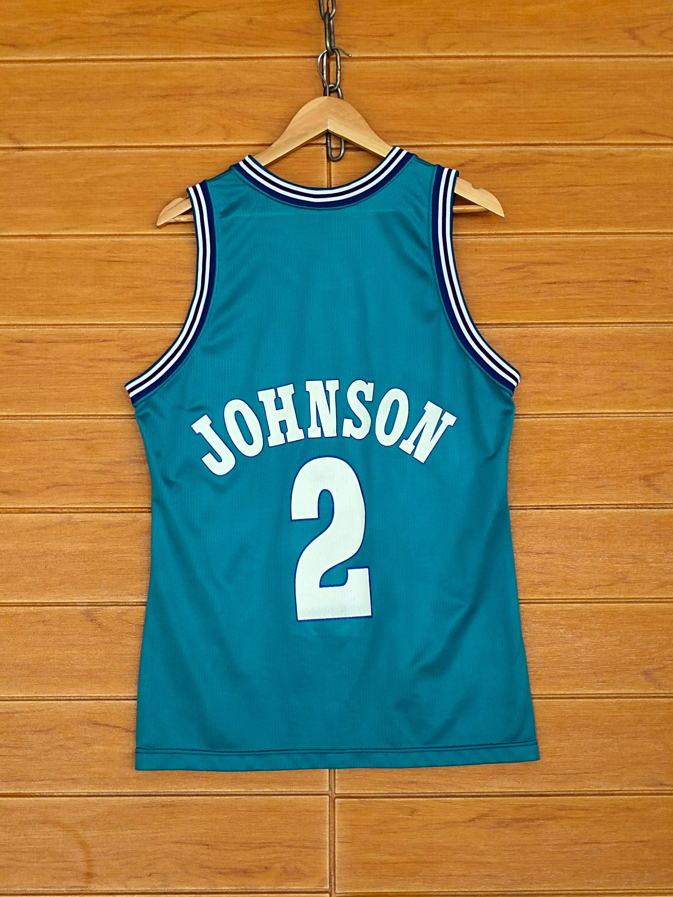 Vintage Champion Larry Johnson Jersey Charlotte Hornets NBA 90s Size 40  Used 