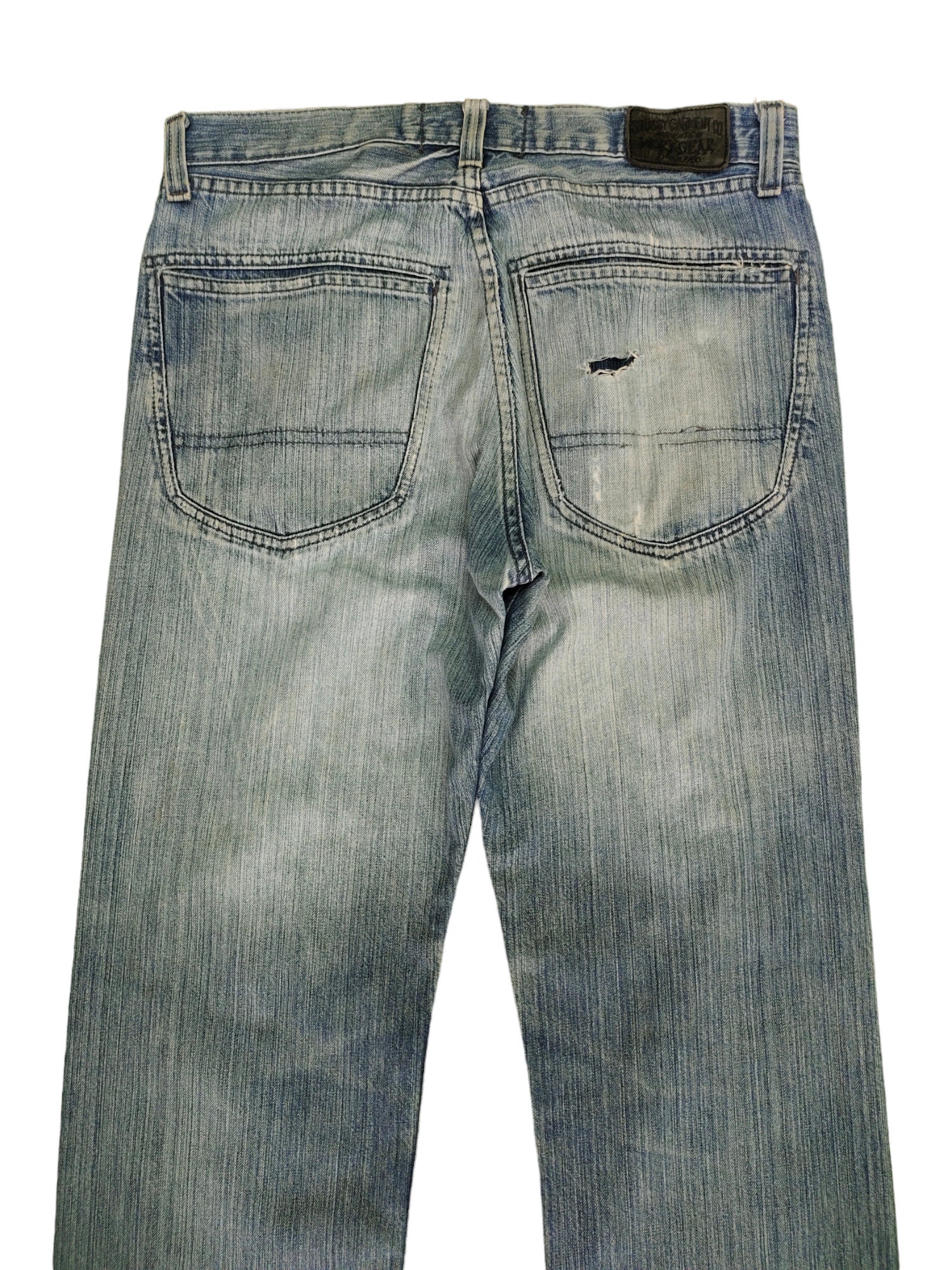 【SATIIIZ】Meck Vintage Damage Denim Pants Vintage 90s Major Damage Brand Green Denim Jeans Vtg Street