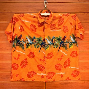 SIZE 3XL Vintage Paradise Birds Cayman Islands Terivoile Hawaiian Shirt / Aloha Wear / Rockabilly Shirt / Surfer Shirt / Size 3XL