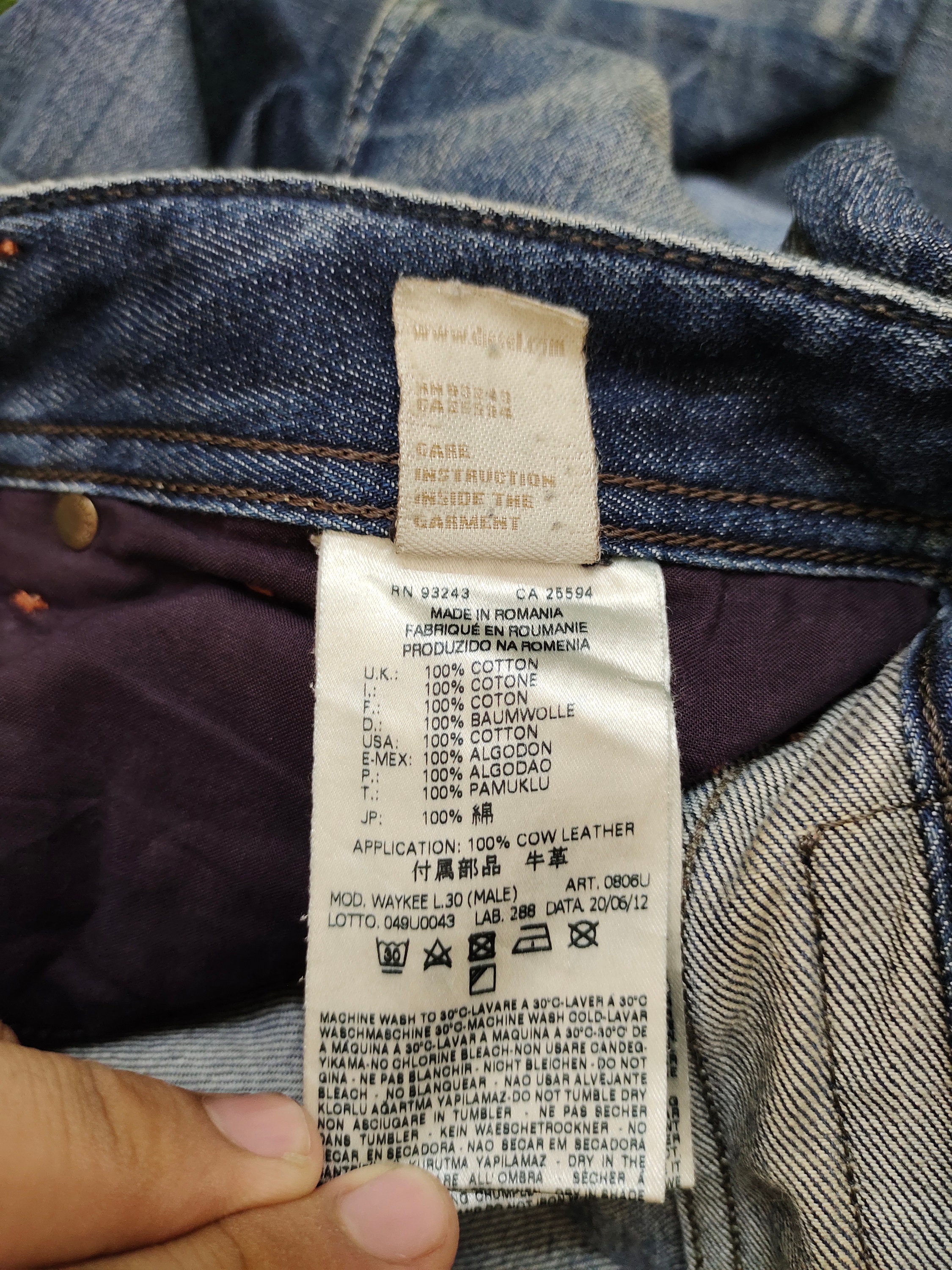 W34x29 Vintage Y2k Diesel Waykee Distress Faded Denim Pants 