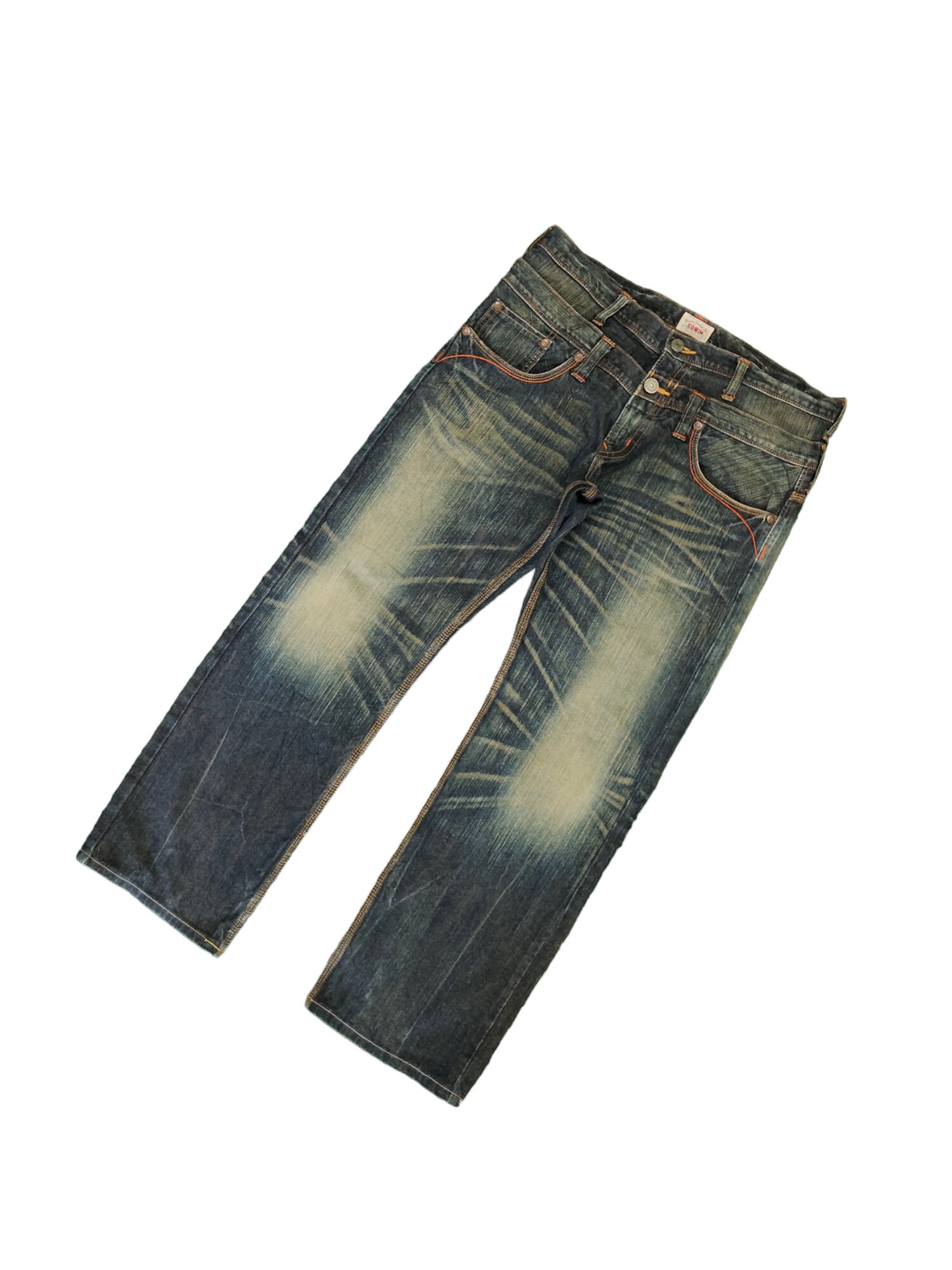 W36x30.5 Loose Jeans Edwin Double Waist Clawmark Faded Denim W36x30.5 Loose Jeans Edwin Double Waist Clawmark Faded Denim