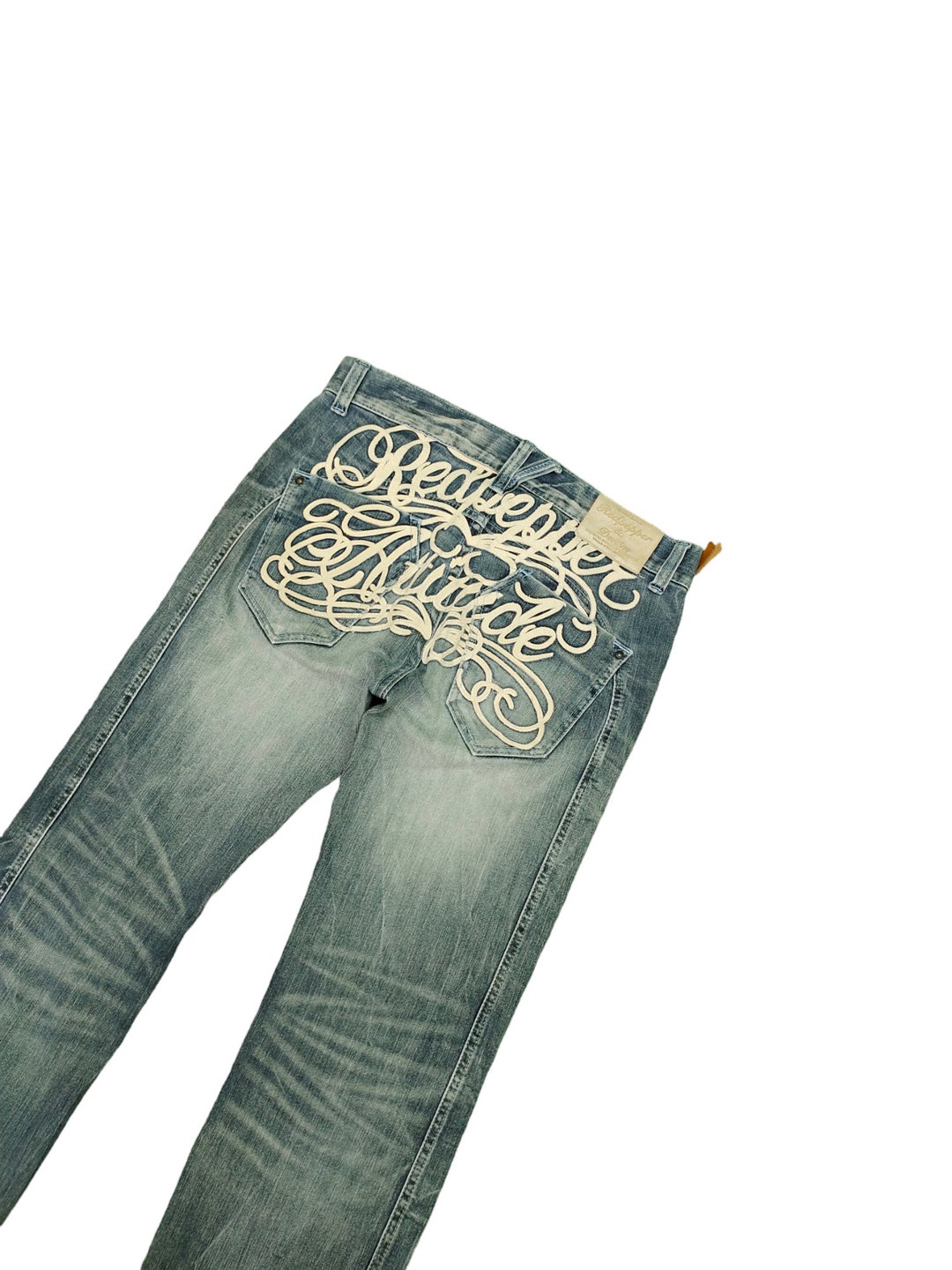 Red Pepper Leather Patches Denim Jeans Y2k Streetwear Vintage Etsy