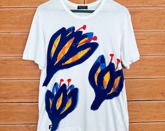 Vintage CDG Homme Plus T-Shirt: 80er Jahre Rei Kawakubo Floral Graphic, Größe M