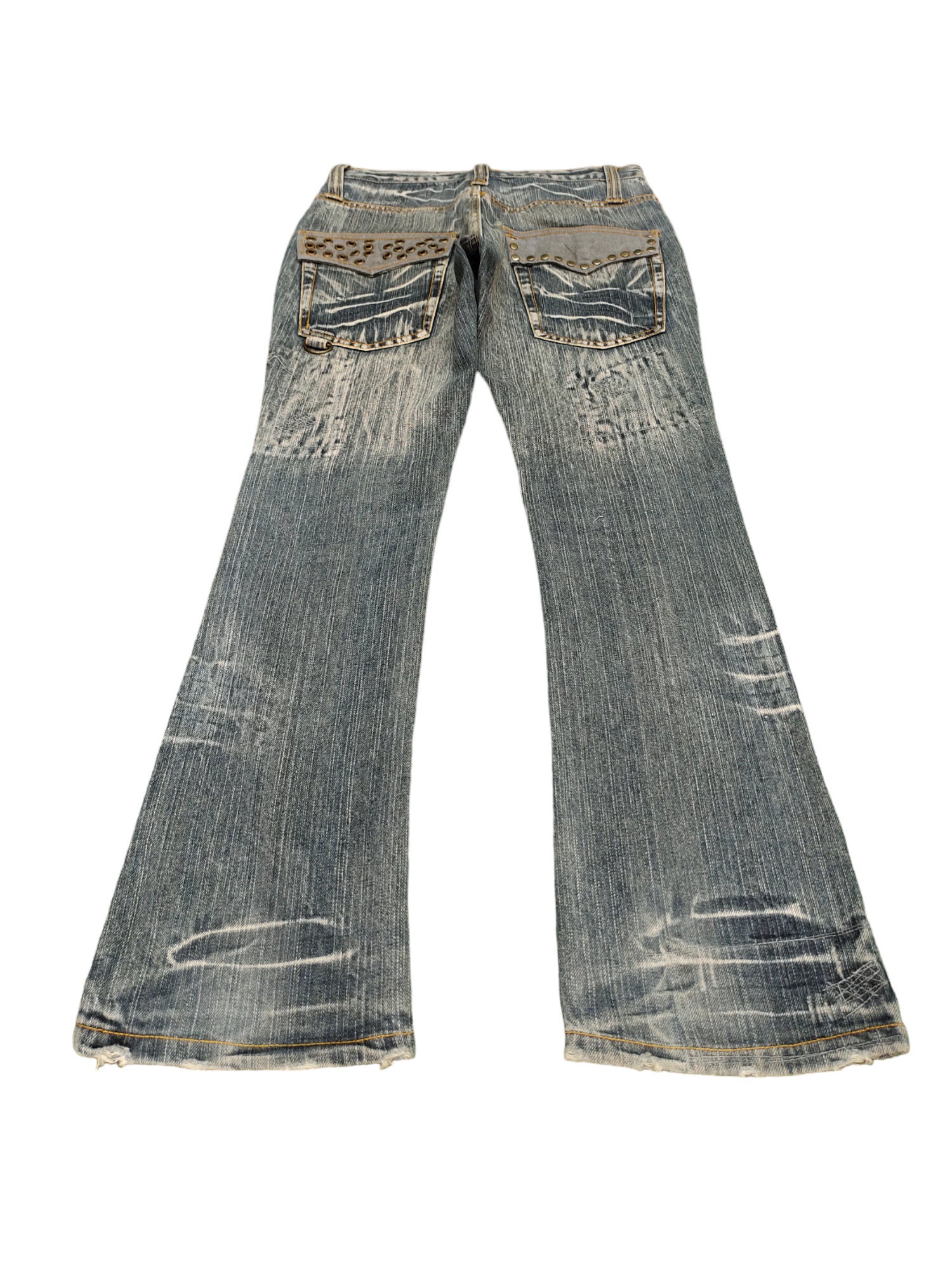 W30x31 Flare Jeans FS Studded Distress Faded Boot Cut Y2k