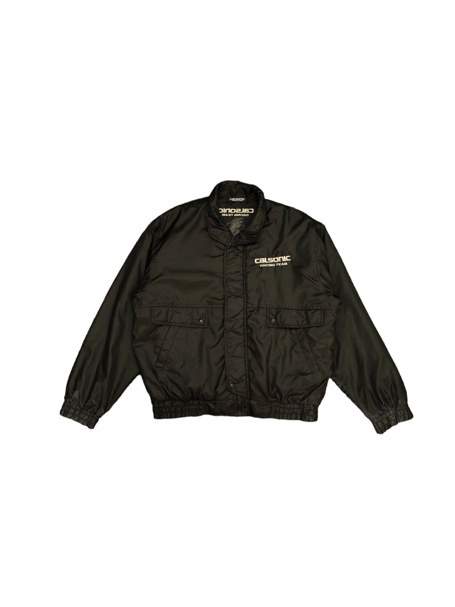 Vintage Calsonic Racing Team Embroidered Bomber Jacket - Size XL