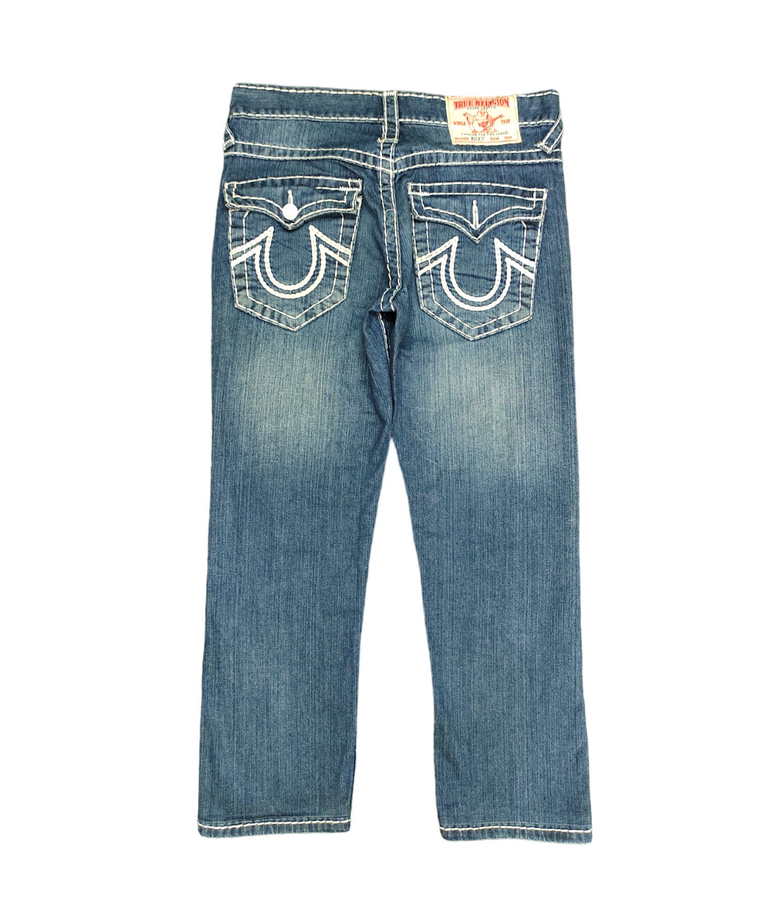 USA製00s TRUE RELIGION 極太ステッチ ワイドストレートデニム