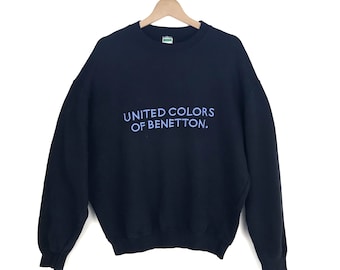 Vintage UNITED COLORS Of BENETTONS Embroidered Sweatshirt / luxury brand / italian brand designer / Small size