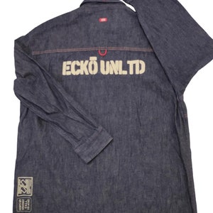 Vintage Ecko Unltd Baggy Denim Jacket Y2k Streetwear Marc Ecko Pelle Pelle Jnco Dogtown Size Large