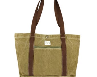 Vintage United Bees Japan Canvas Tote Bag - Olive Green