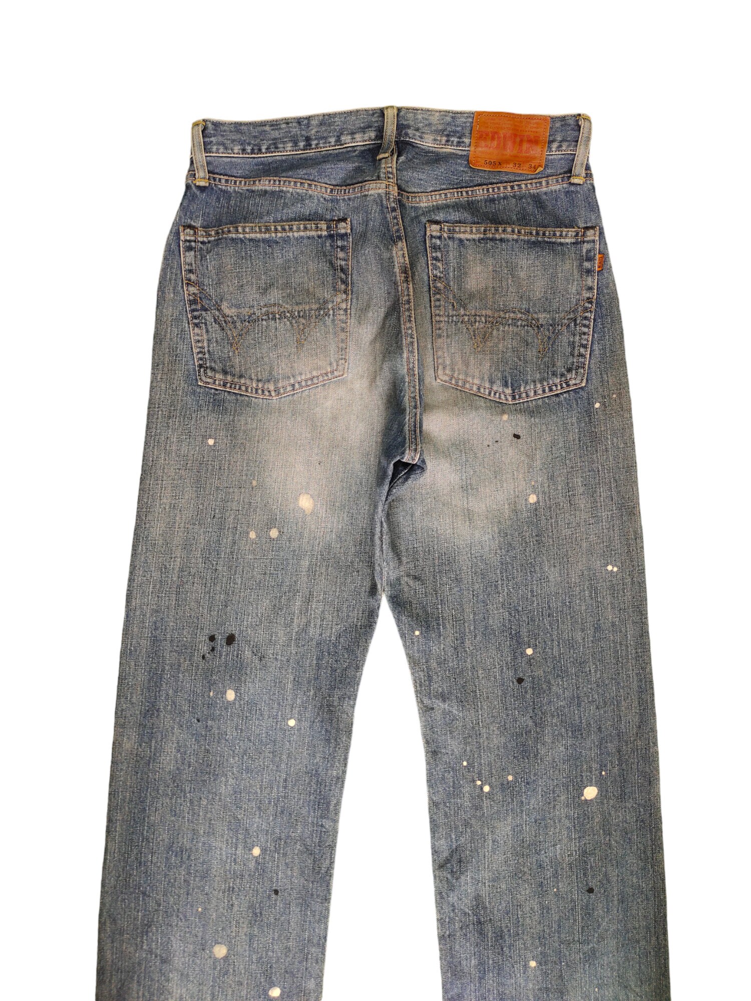 W32x29 Loose Jeans Edwin 505X Painted Selvedge Distress