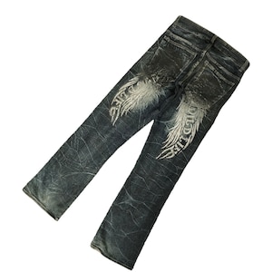 W34x33.5 Vintage Lee 101B Distress Faded Buckle Back Denim