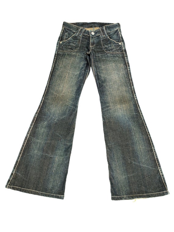 GOA zip flare damage low rise denim Y2K