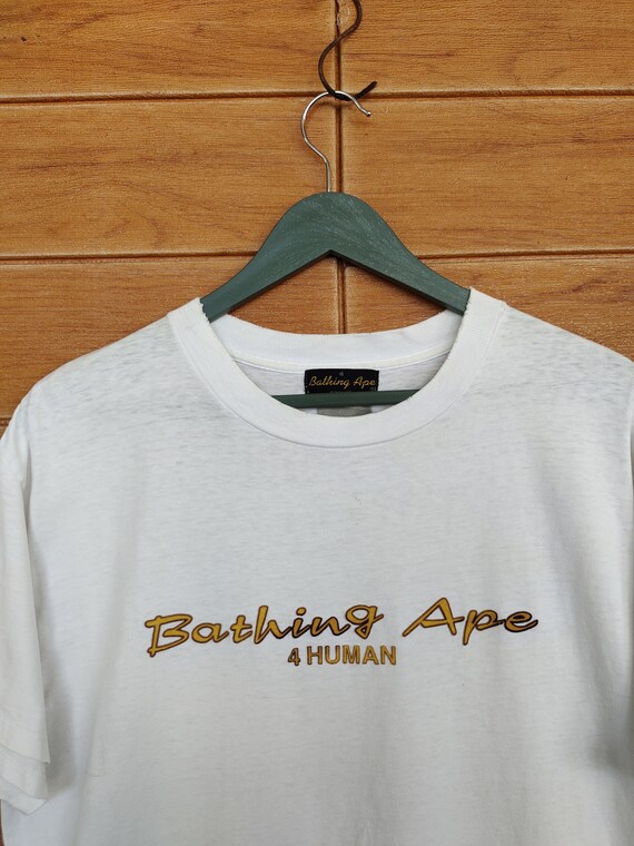 Vintage 90s BAPE 4 HUMAN Oneita Distressed T-shirt