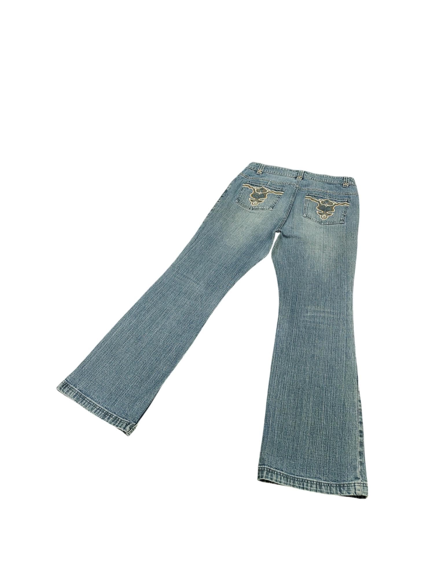Tribal Embroidered Flare Jeans - Y2K Faded Bootcut - Waist 31 - Etsy