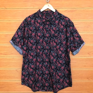 Vintage FISSION Hibiscus Hawaiian Shirt / Aloha Wear / Rockabilly Shirt / Surfing Shirt / Beach / Party / Size XL