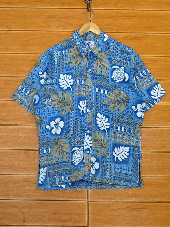 Vintage 80s Nui Nalu Reverse Print Hawaiian Shirt… - image 2