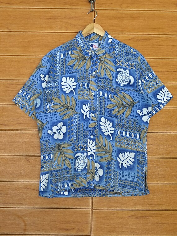 Vintage 80s Nui Nalu Reverse Print Hawaiian Shirt… - image 2