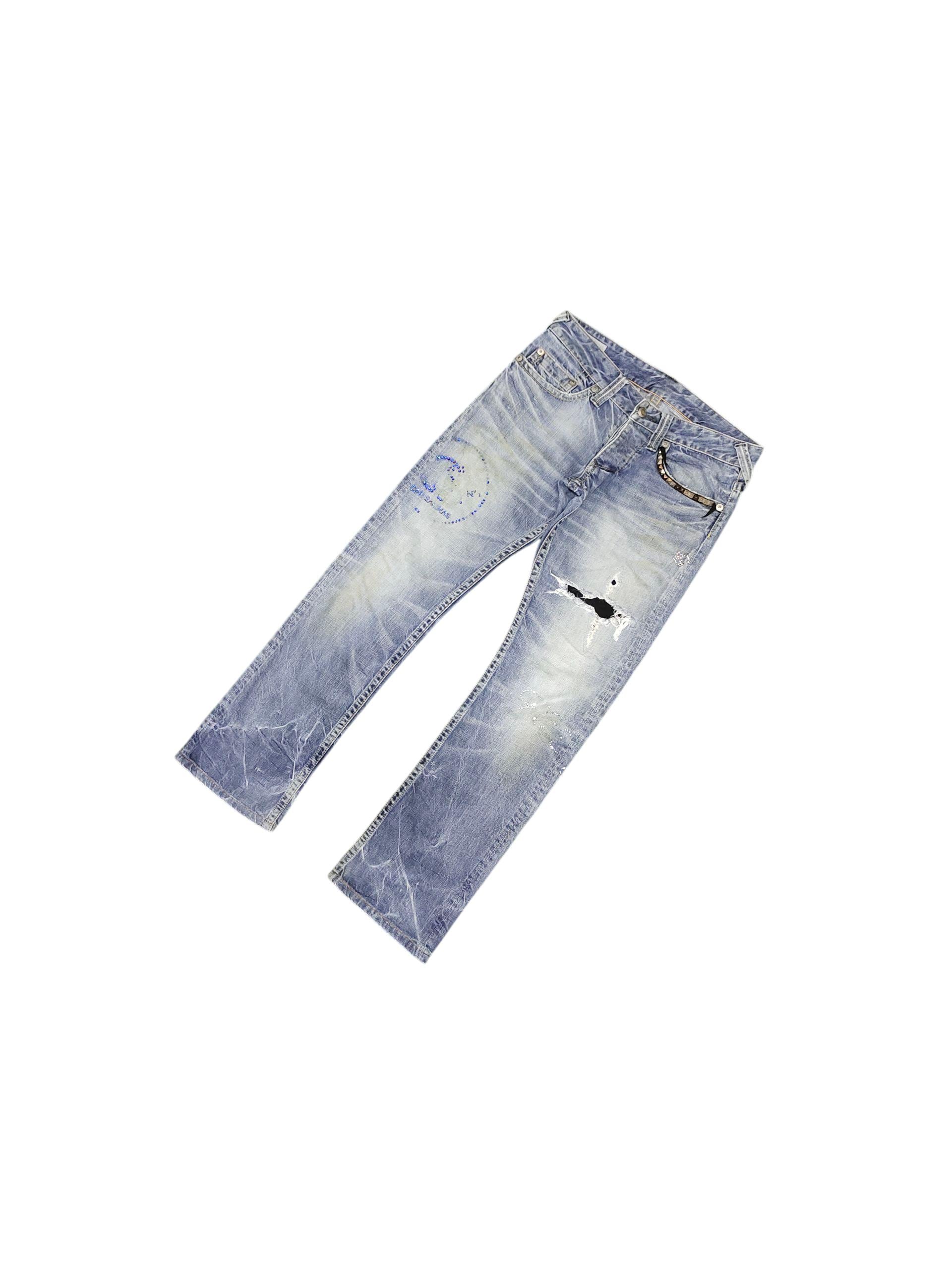 Rare 00s HYSTERIC GLAMOUR studs damage design flare pants archive
