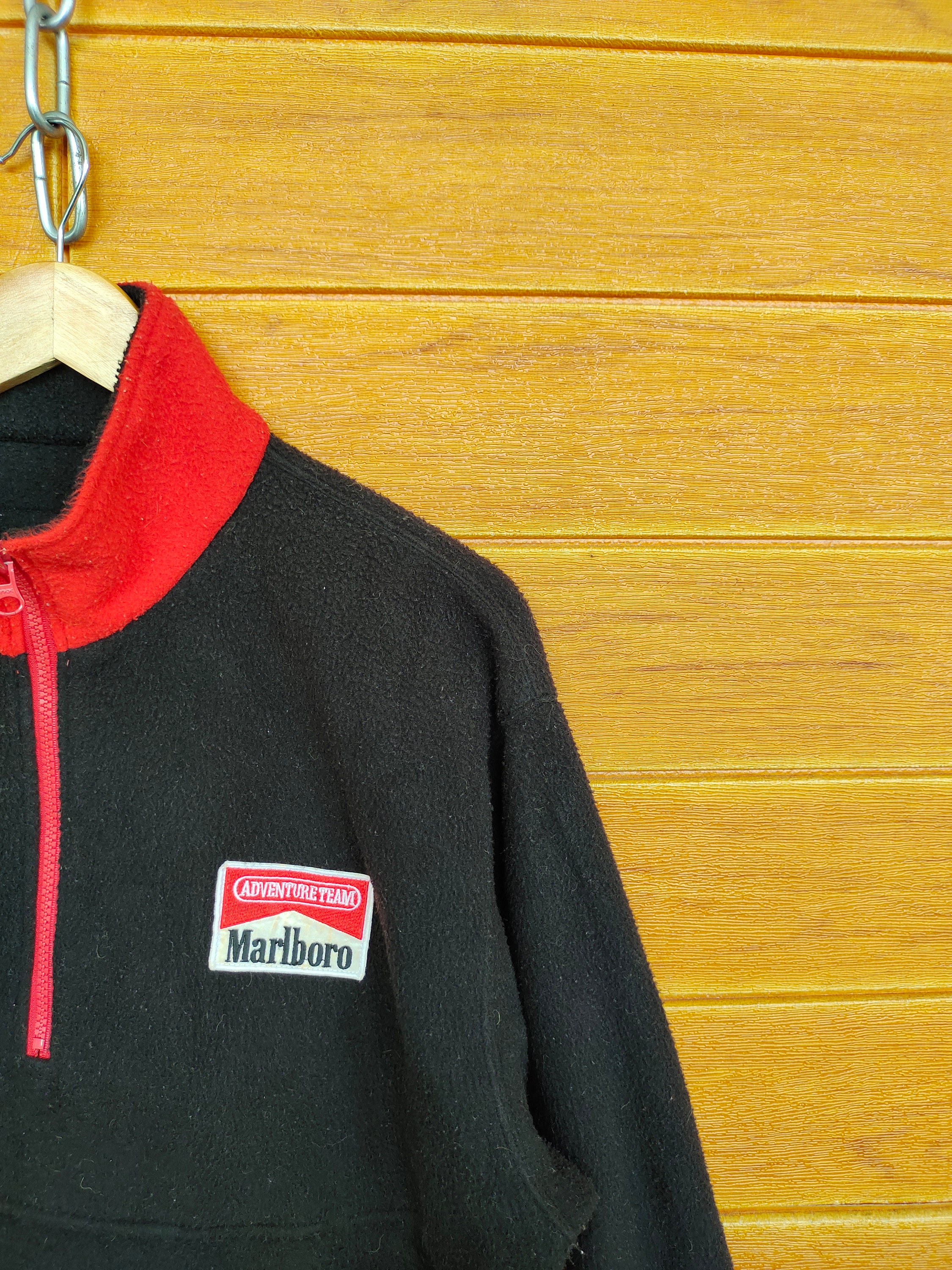 Vintage 90s Marlboro Patch Logo Fleece Half Zipper Sweater