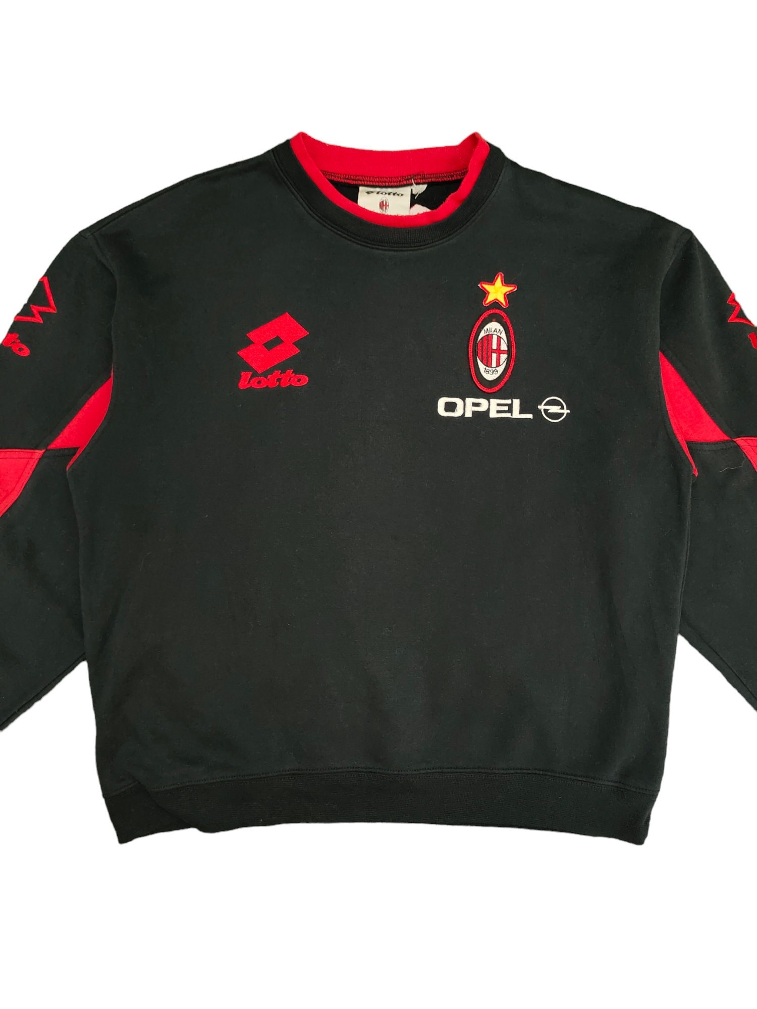 Vintage 90s AC Milan Lotto 95/96 Home Medium Mens Football Soccer