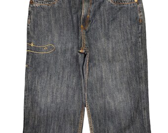 W32x31 Baggy Jeans Rocawear Gold Embroidered Wide Leg Denim W32x31 Baggy Jeans Rocawear Gold Embroidered Wide Leg Denim