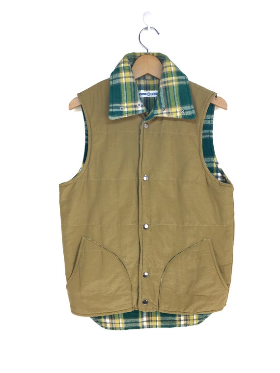 Vintage DENIME Checkered Blanket Vest / Medium si… - image 1