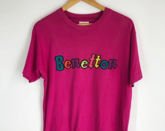Vintage United Colors Of BENETTON Spell Out T-Shirt / UCOB BENETTON Hip Hop Swag Shirt / Size M