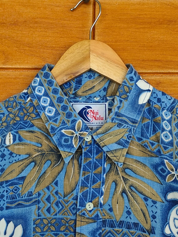 Vintage 80s Nui Nalu Reverse Print Hawaiian Shirt… - image 4
