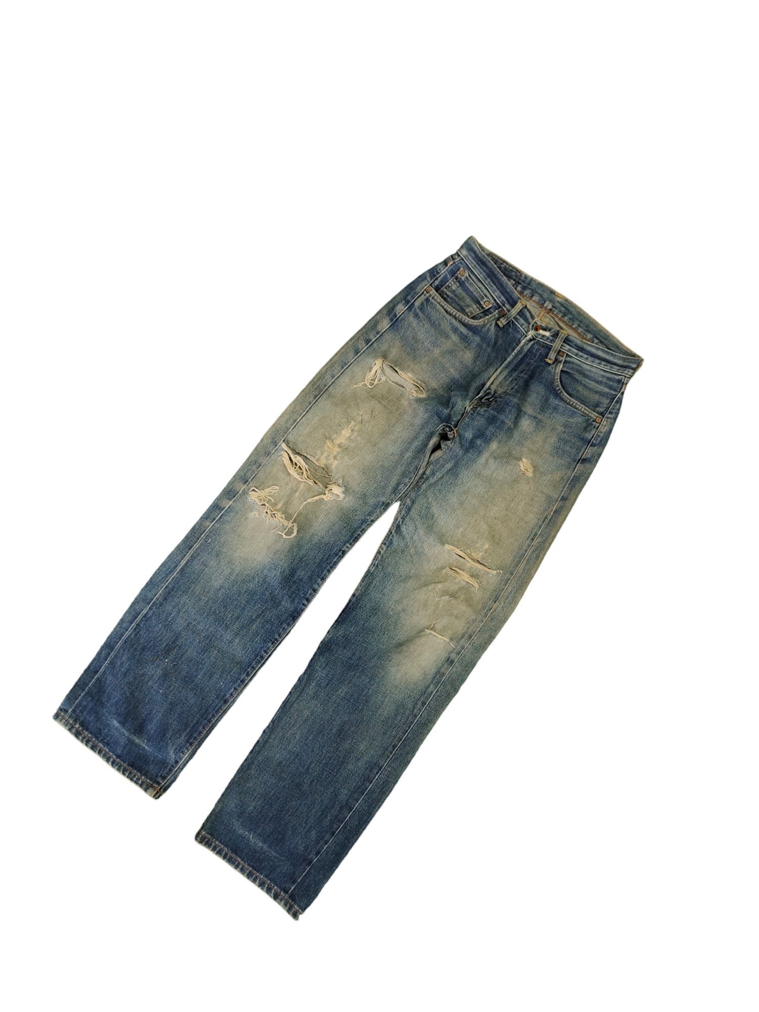 パンツ 1990s EDWIN AGING Gimmick baggy DENIM Vintage 90s Edwin 505X Selvedge Jeans: Distressed Wide Leg, Size