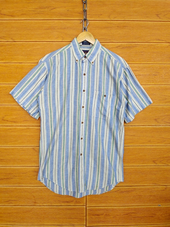Chemise Homme CHAPS à Carreaux Bleu, Blanc, Noir - Taille M, Manches Courtes, Occasion