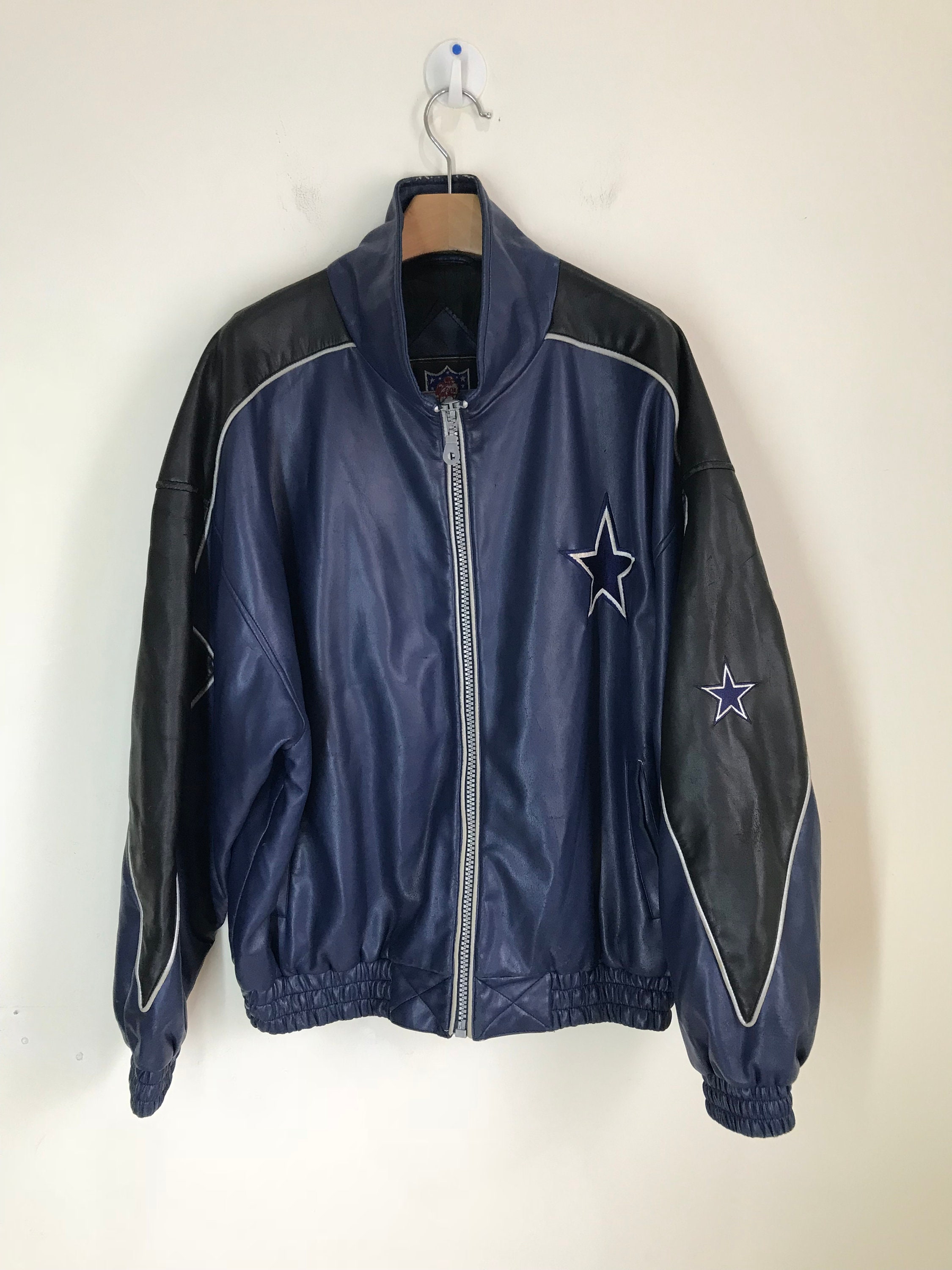 Rare Vintage DALLAS COWBOYS NFL Distressed Leather Jacket -   New Zealand