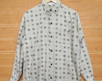 Vintage FRENCH MARKET Denim Shirt: Made In Japan Stars Print, Size M
