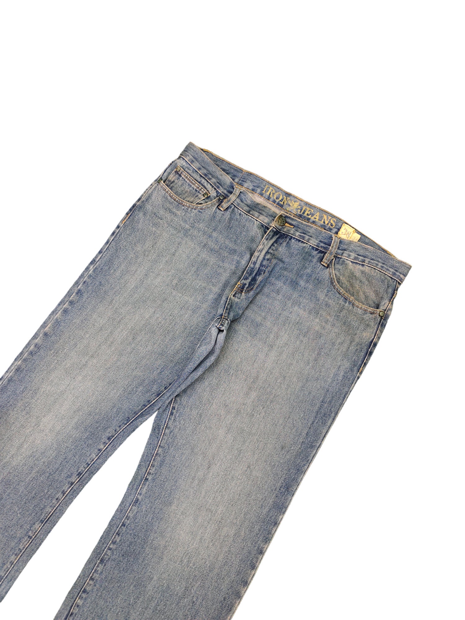 W38x32.5 Vintage Baggy Jeans Iron Jeans Denim Wide Loose Leg