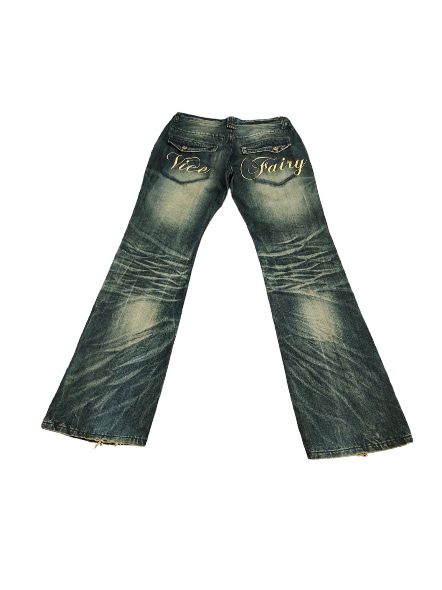 W30x31.5 Flare Jeans Vice Fairy Distress Clawmark Boot Cut Y2k Goa  