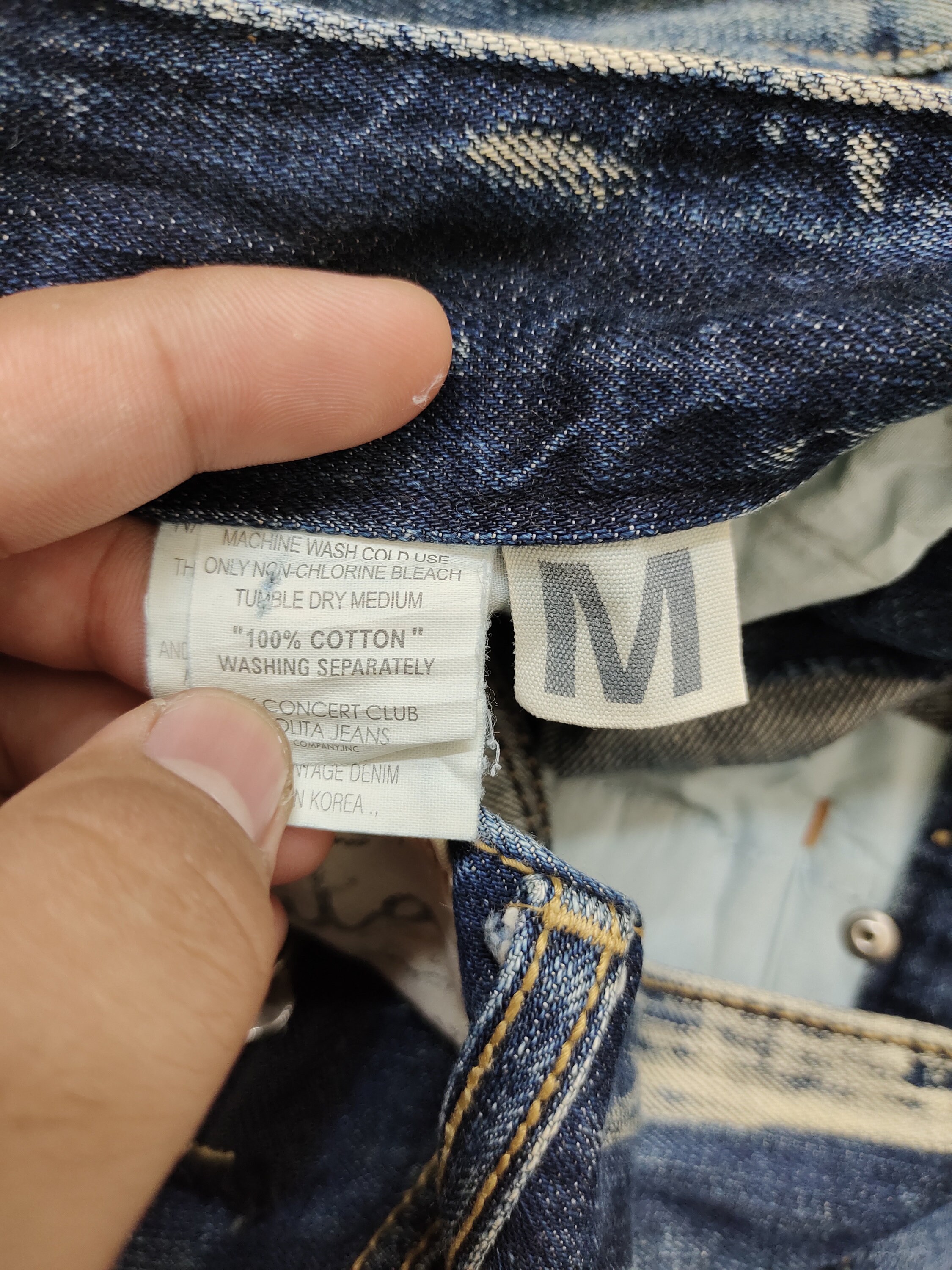 W31x31 Vintage Y2k Lolita Embroidered Clawmark Faded Denim