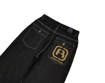 W32x30.5 Baggy Jeans Freaky Massive 808 Denim Wide Y2k Jnco W32x30.5 Baggy Jeans Freaky Massive 808 Denim Wide Y2k Jnco
