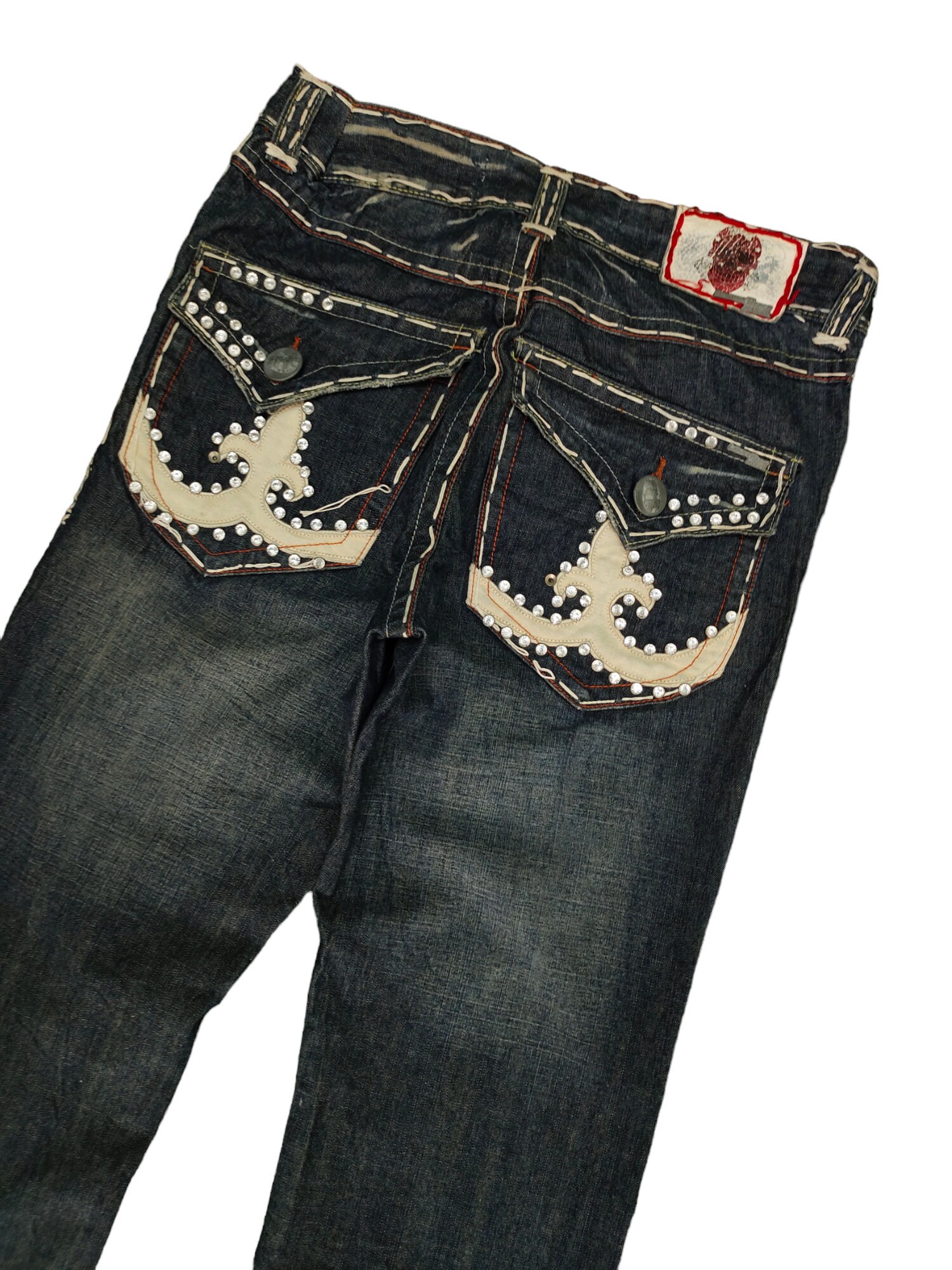 Vintage Y2K Laguna Beach USA Flare Jeans, Embroidered Back Pockets