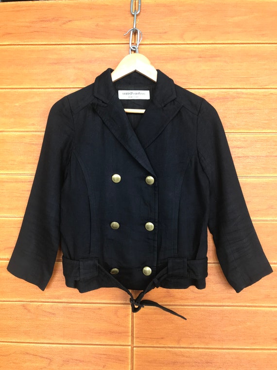 Vintage 90s United Bamboo Double Breasted Jacket / Women Jacket 