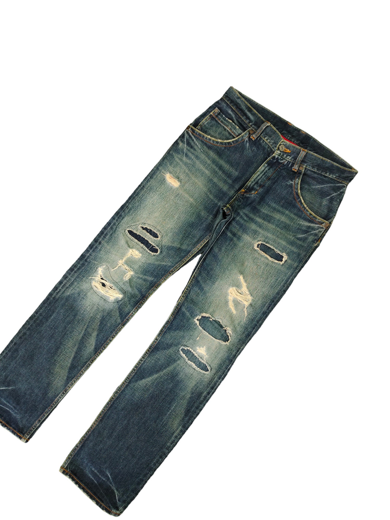 F*d様 00s TAKEO KIKUCHI gimmick doublezip Vintage Y2K Takeo Kikuchi Repaired Jeans - Undercover Style