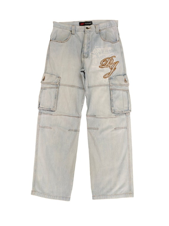 W34x30.5 Baggy Jeans PJ Surf Light Wash Cargo Wide Leg Denim W34x30.5 Baggy Jeans PJ Surf Light Wash Cargo Wide Leg Denim