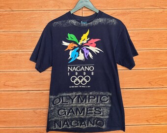Vintage 90s Mizuno Olympic Games Nagano 1998 AOP Promo T-shirt