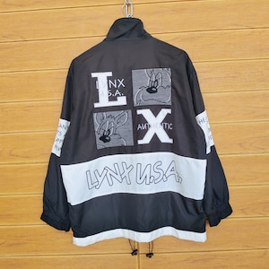 Vintage 90s LYNX USA Embroidered Cartoon Windbreaker Jacket / Size M