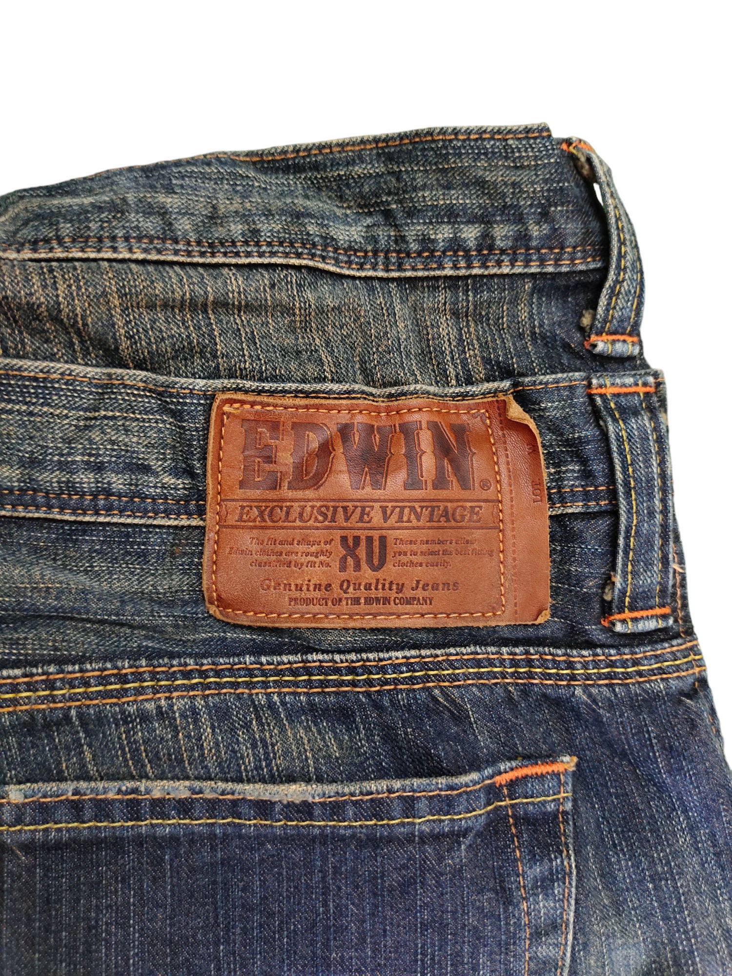 W36x30.5 Loose Jeans Edwin Double Waist Clawmark Faded Denim W36x30.5 Loose Jeans Edwin Double Waist Clawmark Faded Denim