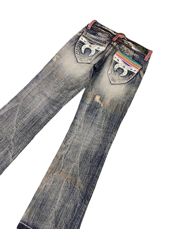 W27x33.5 Flare Jeans Red Pepper Low Rise Distressed Denim Bootcut 