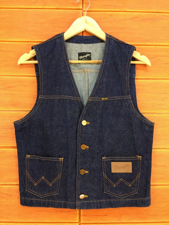 Vintage WRANGLER Indigo Denim Jeans Vest / western