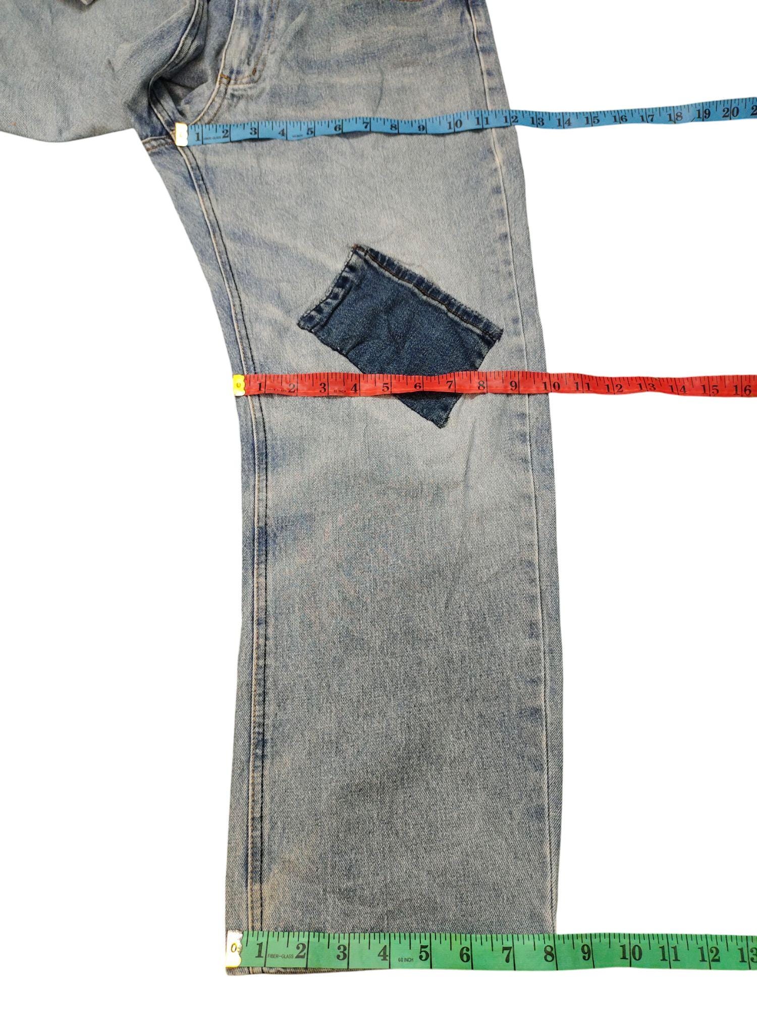 Oh Seven Clawmark Patchwork Denim Jeans, Faded Wash (waist 32) - Etsy