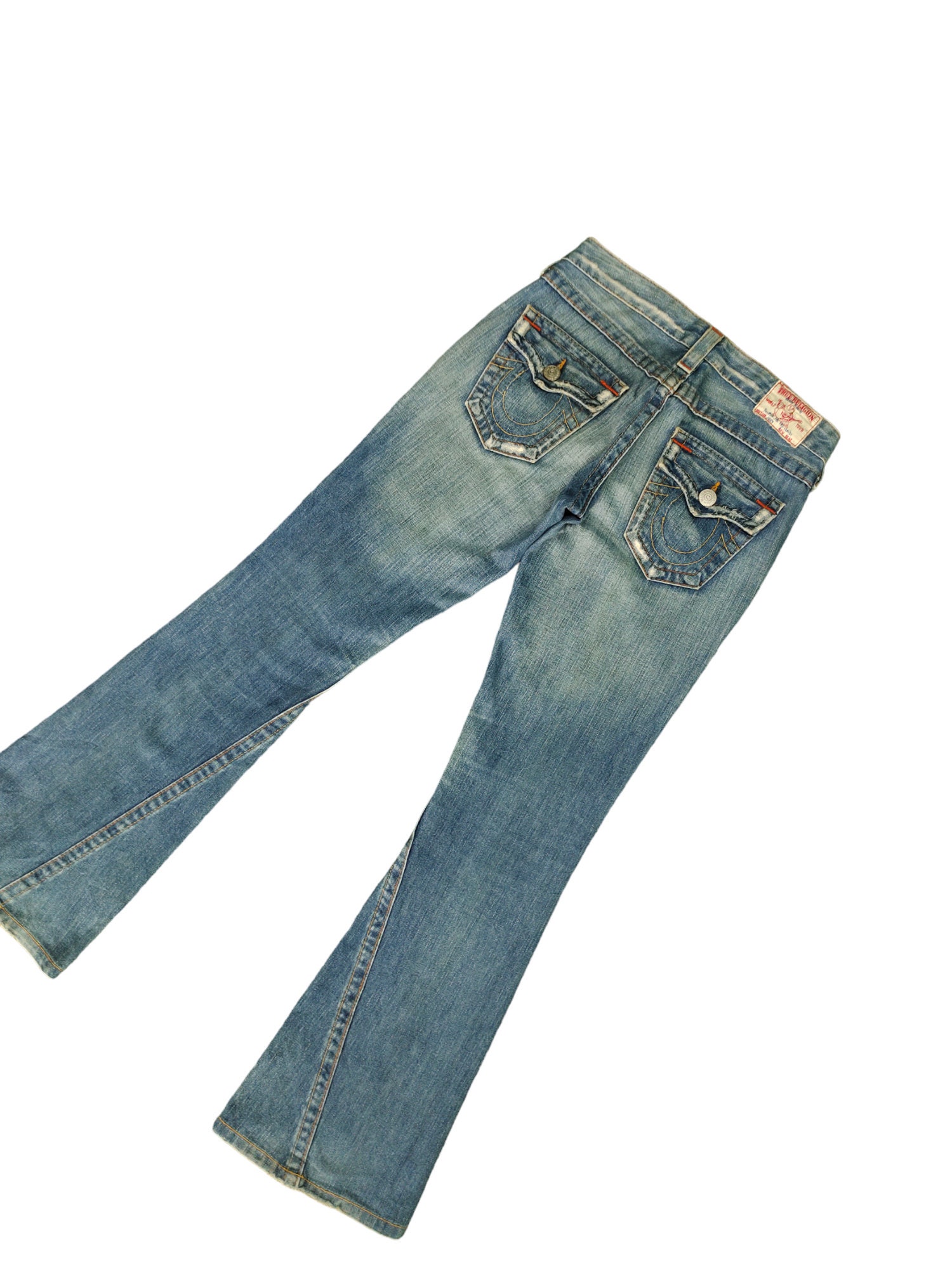 Flare Jeans True Religion Distress Faded Low Rise Boot Cut