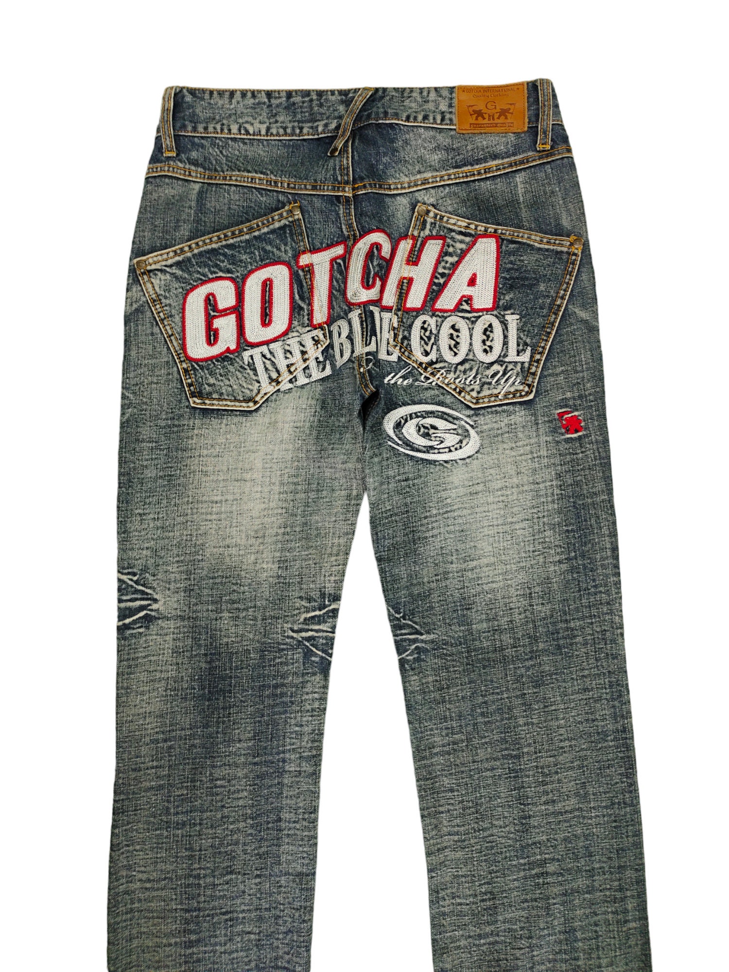 パンツ 00s GOTCHA crazy swag docking jeans y2k Vintage Gotcha Embroidered Denim Jeans, Y2K Streetwear (w32x33) - Etsy