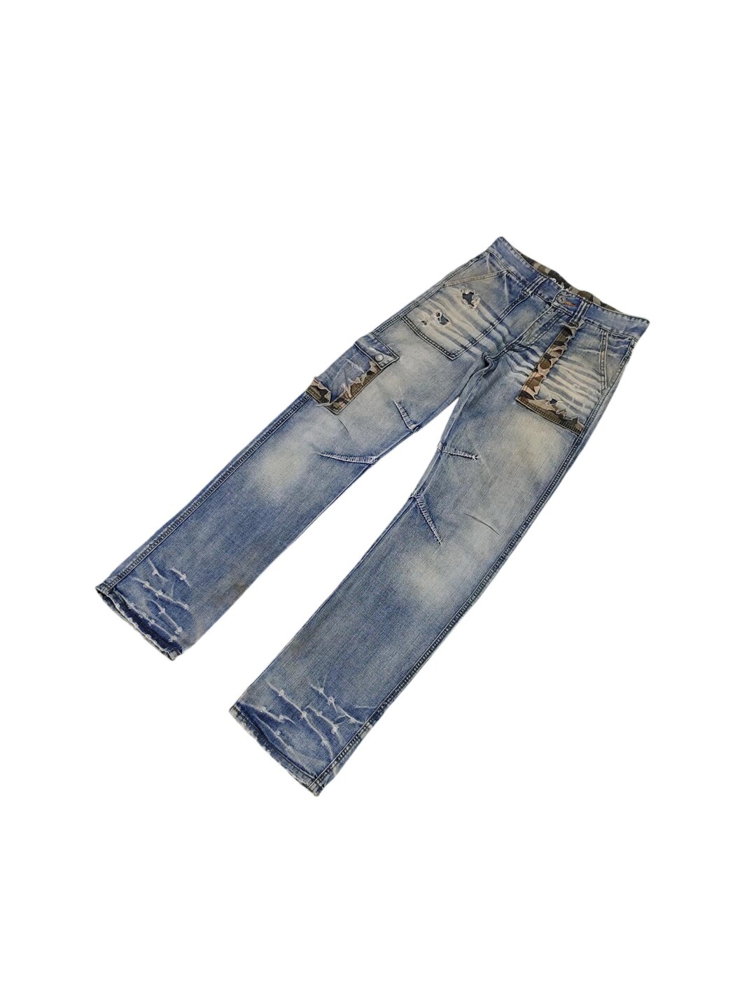 orSlow VINTACEFITARMYTROWSERS Ｓ W30x34 Twenty Works Distress Faded Fatigue Jeans Orslow